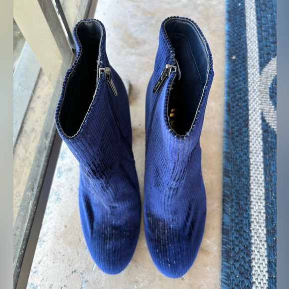 Suede blue and silver booties. Size 7.5. - Picture 3 of 5